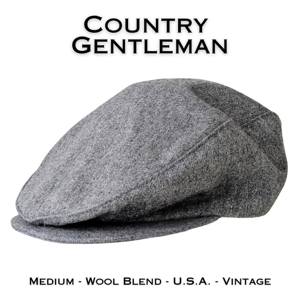 VTG Country Gentleman Hat Medium Gray  Tweed Wool Blend Classic Newsboy Ivy Cap